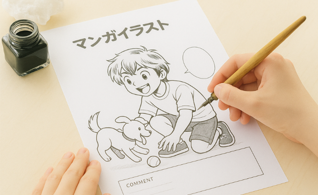 プロの漫画家が直伝!本格的な画材を使って描く「ペン入れ」体験